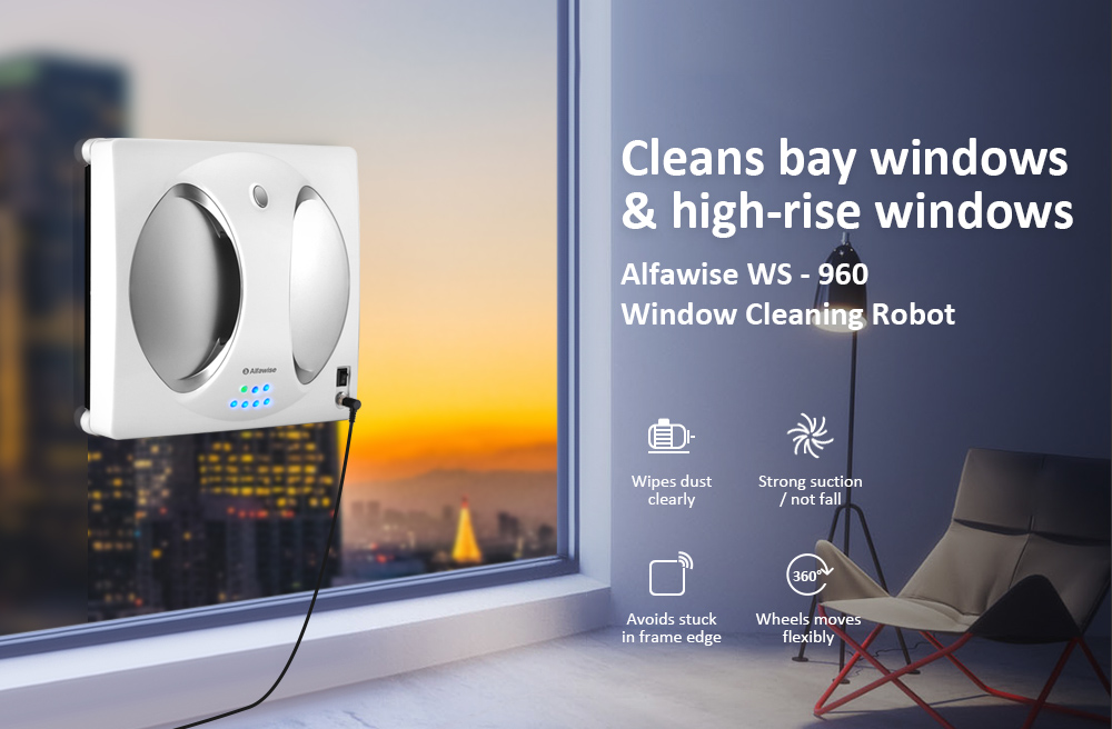 Alfawise WS - 960 Smart Robot Vacuum Window Cleaner Wipe Outside or Upper Window Glass