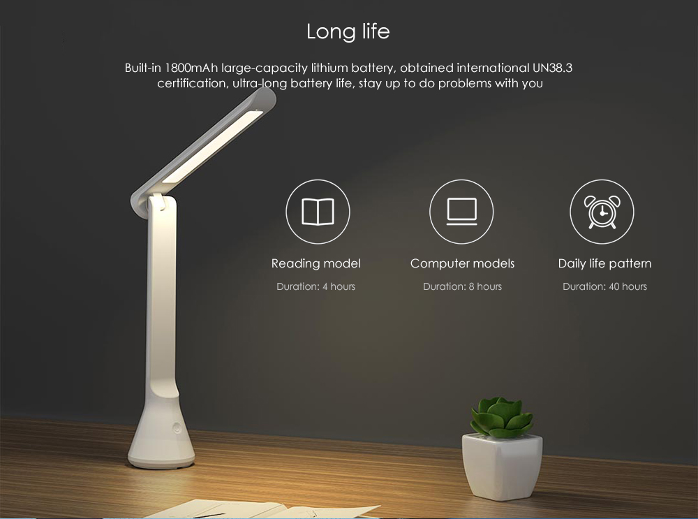 YEELIGHT YLTD11YL 40 Hours Lasting Time Light Portable Three Dimmer USB Folding Charging Small Table Lamp ( Xiaomi Ecosystem Product ) - White