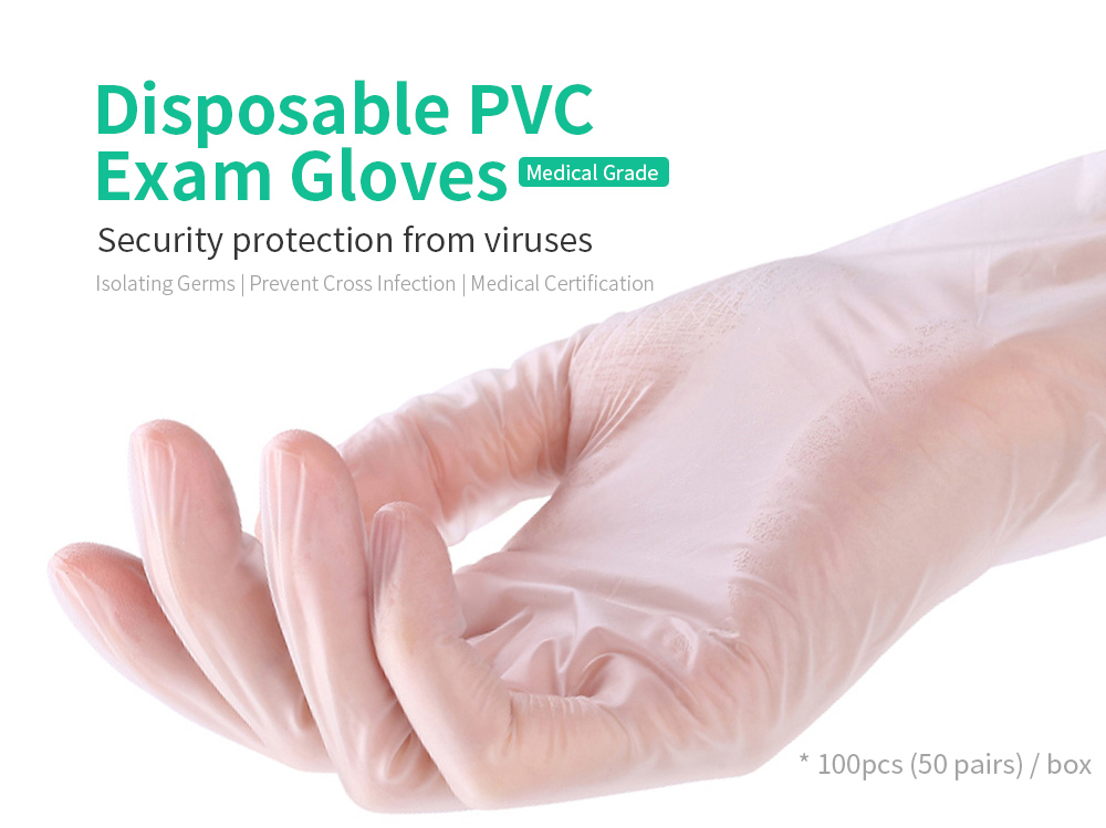 Disposable PVC Inspection Gloves L Size (Medical Grade) 100pcs / Box - White