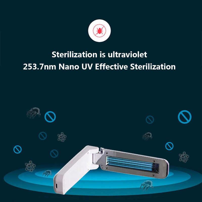 BRELONG UV Disinfection Lamp Portable Germicidal Light Handheld Folding Sterilizing Lamps Home Travel Office Sterilizer - White