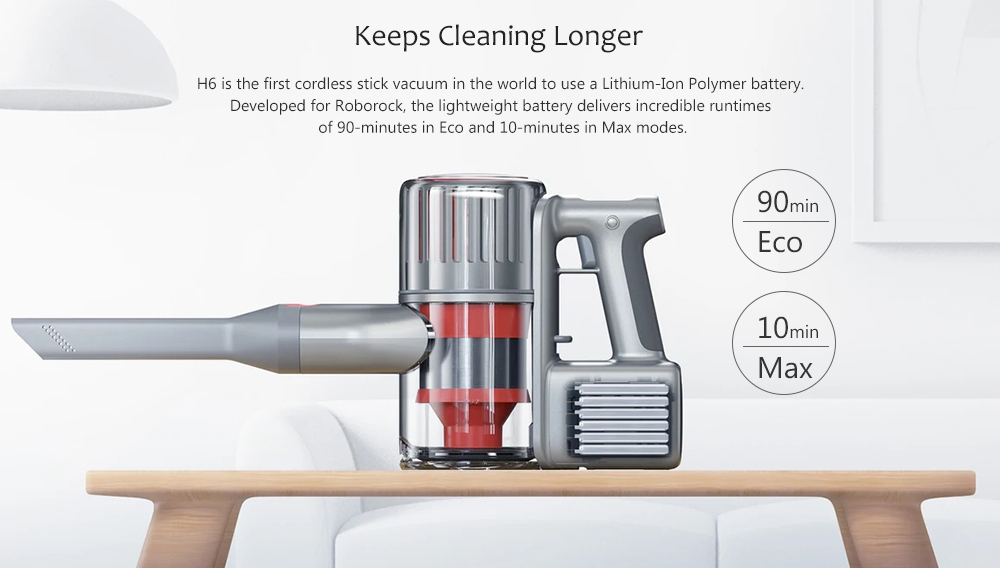 Roborock H6 Handheld Wireless Vacuum Cleaner Keeps Cleaning Longer