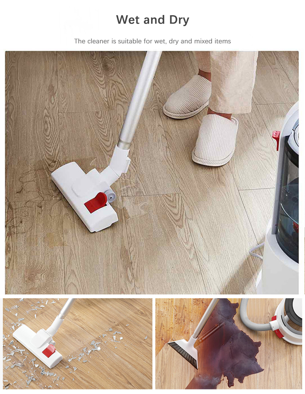 Deerma TJ200 Vacuum Cleaner Wet Dry Liquid Blow Dryer Floor Crevice Upholstery Brush