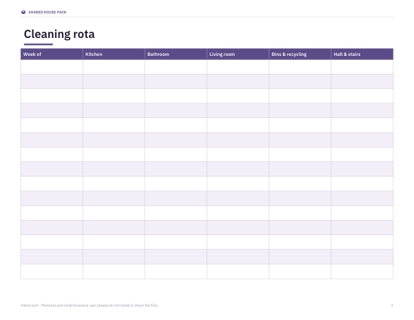 Preview of Printable Cleaning Rota